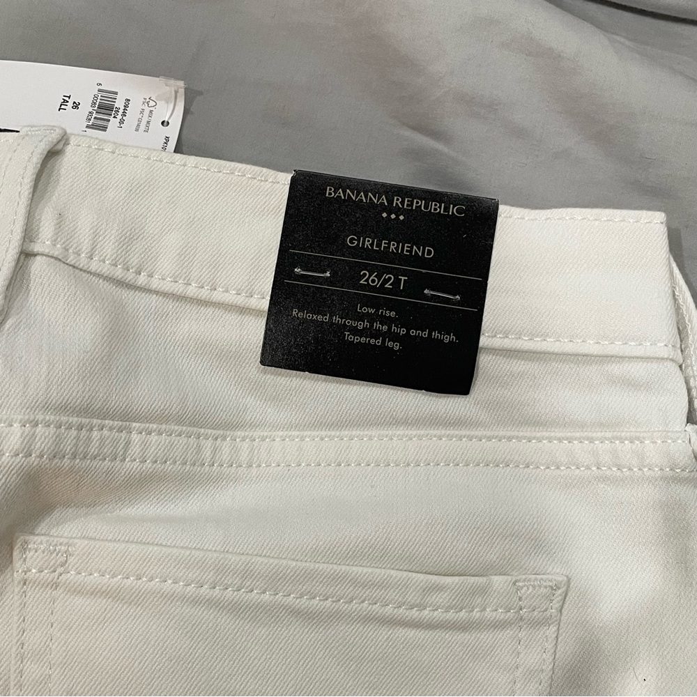 NWT - Banana Republic White Girlfriend Jeans Size 26 / 2T - Picture 6 of 7